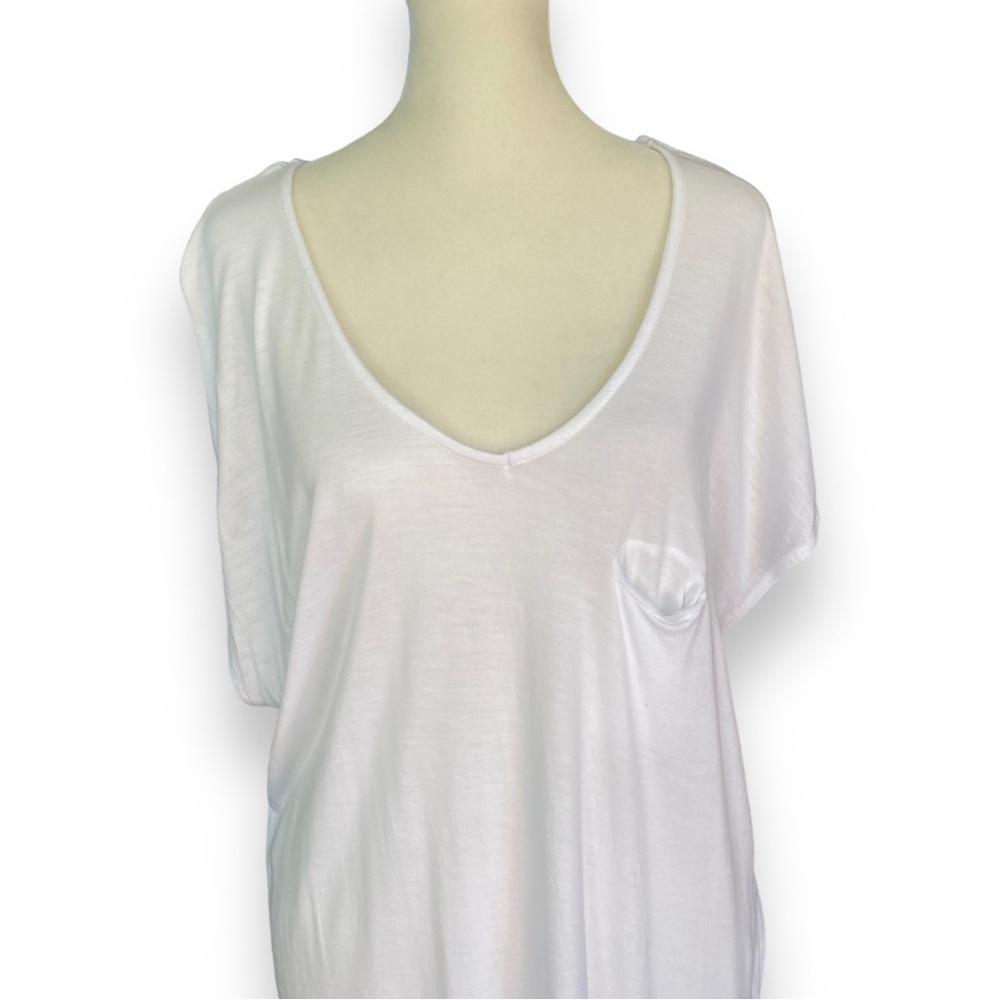 LEITH White V-neck T-Shirt Dress | Size Medium - Picture 2 of 11